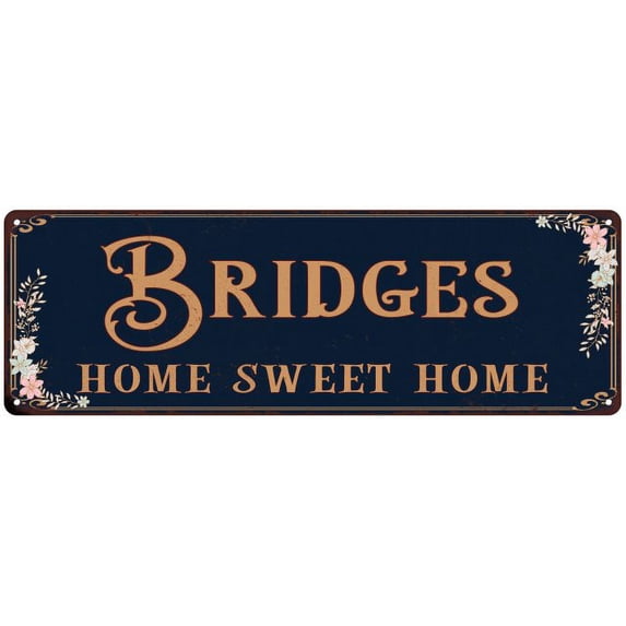 BRIDGES Home Sweet Home Victorian Look 6x18 Metal Sign 106180046743