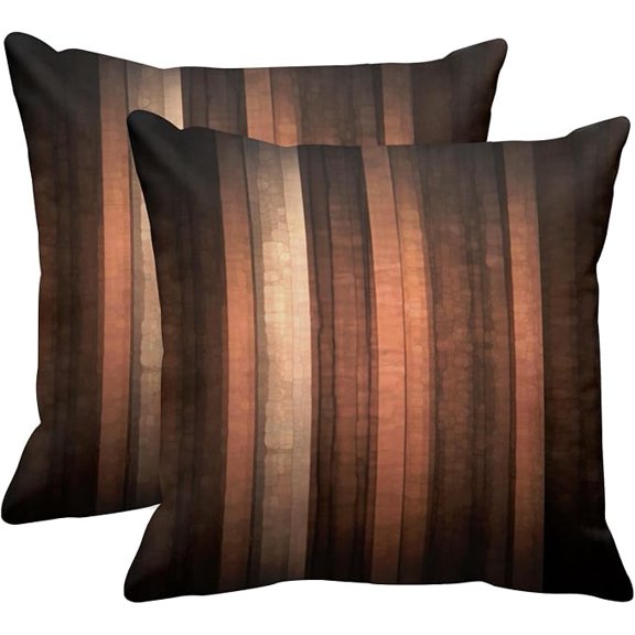 BRIG- 2 Pack Copper Orange Stripe Pillow Covers 18 x 18 Inches