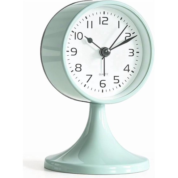 BRIG- Alarm Clock, Metal inch Silent Non Ticking Small Clock with Night Light, Battery Operated, Desk Analog Clock for Bedrooms Decoration, Old Fashioned Style Clock for Bedside, Adult, Gift