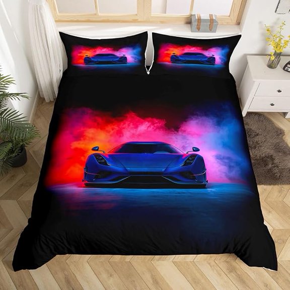 BRIG- Blue Race Car Bedding Set Twin Size