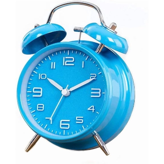 BRIG- Classical Twin Bell Alarm Clock for Bedroom with Stereoscopic Dial, Frosted Shell, Backlight, Extra Loud Machinical Ringtone, Battery Operated Loud Alarm Clock for Home Office (Blue)