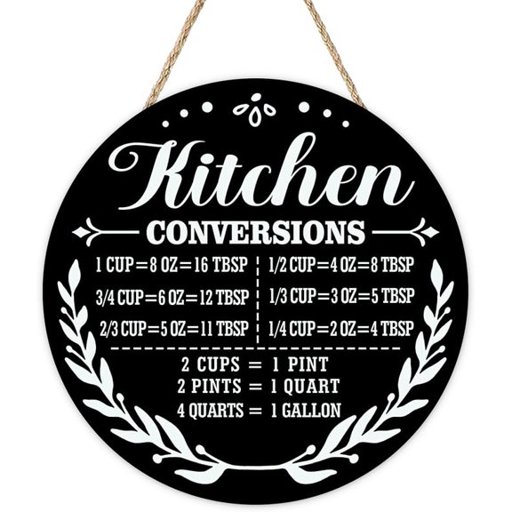BRIG- Kitchen Conversions Chart Front Door Sign, Ingredient Measurement