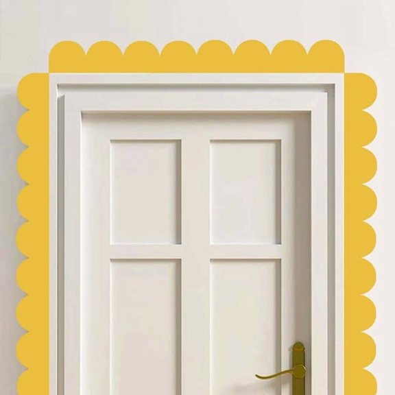 BRIG- Yellow Wavy Line Wall Stickers Multi-Wave Border Edge Board Decor Scalloped DIY Wall Decals for Skirting Decoration Children's Room Baby Room