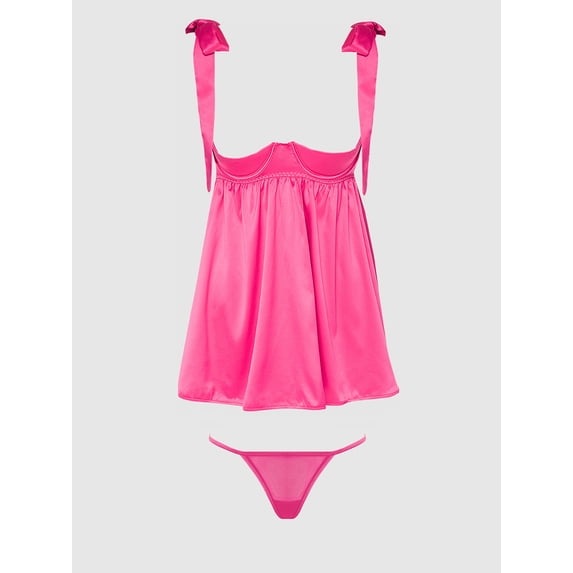 BRIGETA SATIN OPEN CUP BABYDOLL & G-STRING SET