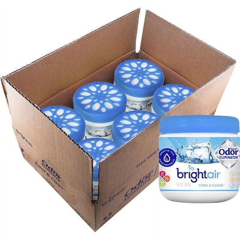 BRIGHT Air-Super Odor Eliminator, Cool And Clean, Blue, 14 Oz Jar, 6/Carton