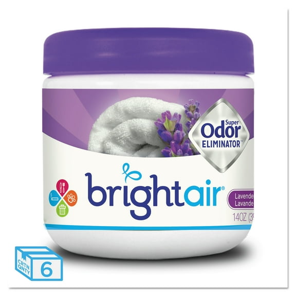 BRIGHT Air Super Odor Eliminator, Lavender and Fresh Linen, Purple, 14oz, 6/Carton