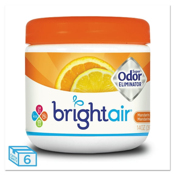 BRIGHT Air Super Odor Eliminator, Mandarin Orange and Fresh Lemon, 14oz, 6/Carton