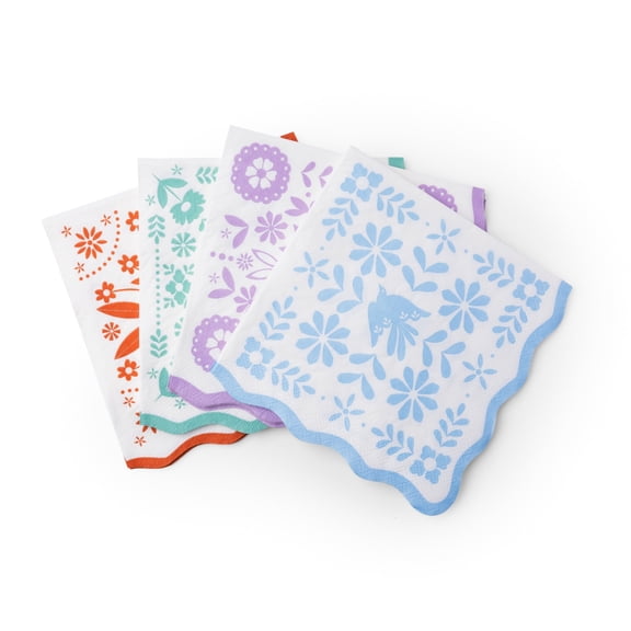 Bonjour Fte Fiesta Paper Napkins, Disposable Party Supplies, 20 Count, Lunch Size, Birthday Party, Cinco De Mayo