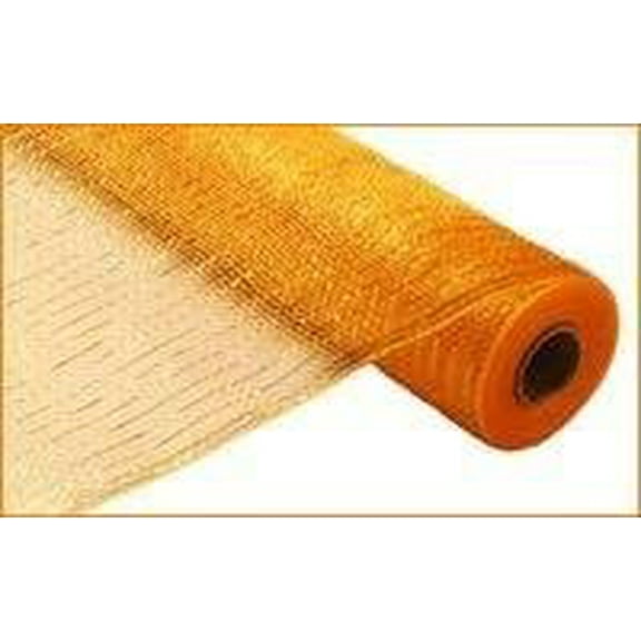 BRIGHT GOLD w/ Gold FOIL Poly Deco Mesh Roll 21"