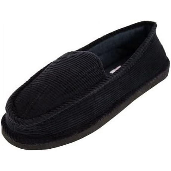 BRIGHT Men's Comfort Casual Corduroy House Shoes Slippers Navy-Size 7