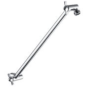 BRIGHT SHOWERS 15 Inch Extra Long Shower Head Extension Arm, Solid Brass Shower Arm Extender with Locking Screw for Rain and Handheld Showerhead, Height & Angle Adjustable, Chrome