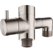 BRIGHT SHOWERS Brass Shower Arm Diverter Valve for Hand held Showerhead and Fixed Spray Head, 3-Way Shower Head Diverter Valve, Brushed Nickel