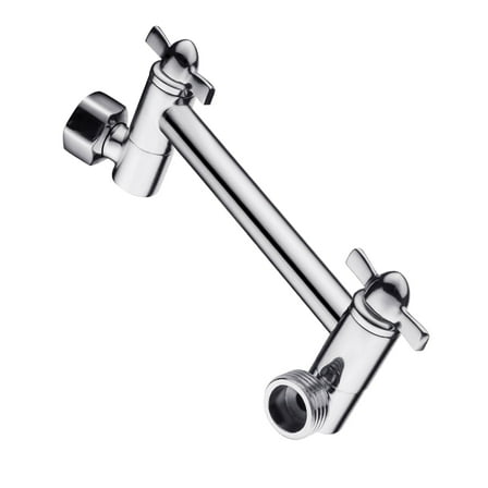 Bright Showers Brass Shower Arm Extender for Rain & Handheld Shower Head, 5” Universal Shower Head Extension Arm, Height & Angle Adjustable, Chrome