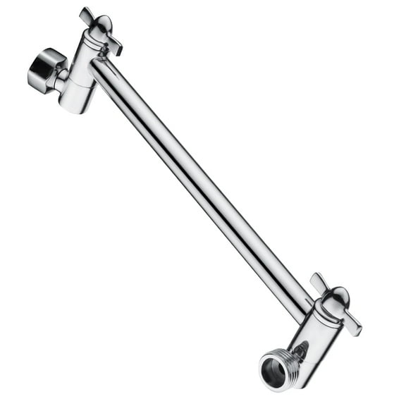 BRIGHT SHOWERS Brass Shower Head Extension Arm for Rain and Handheld Shower Head, 10 Inch Universal Shower Head Extender, Height & Angle Adjustable, Chrome