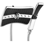 BRIGHT SHOWERS Dual Shower Head Combo Set, Handheld Showerhead Rainfall Shower Head Combo with Black Face, 60 Inch Long Stainless Steel Shower Hose, Chrome