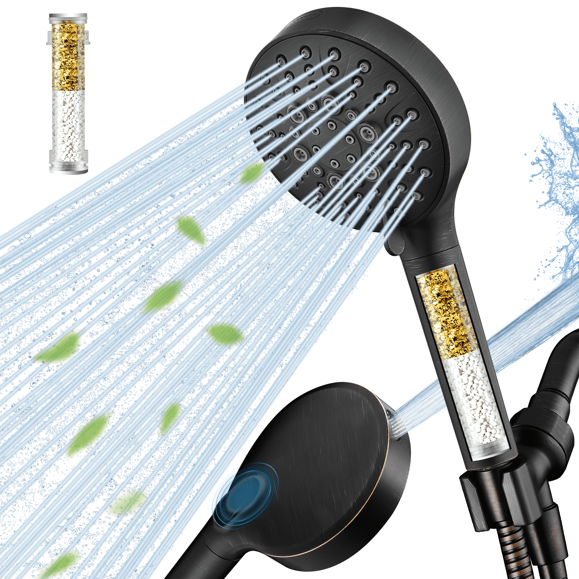 BRIGHT SHOWERS Filtered Shower Head with Handheld, High Pressure 9 ...