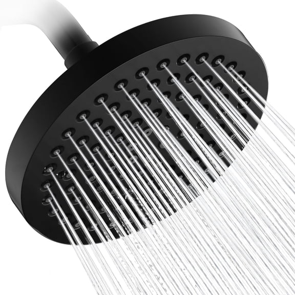 BRIGHT SHOWERS High Pressure Shower Head, 6 Inch Rain Shower Head, 2 Spray Settings Rainfall Shower Heads, Adjustable Angle Replacement Bathroom Showerhead, Easy Installation Polished Chrome