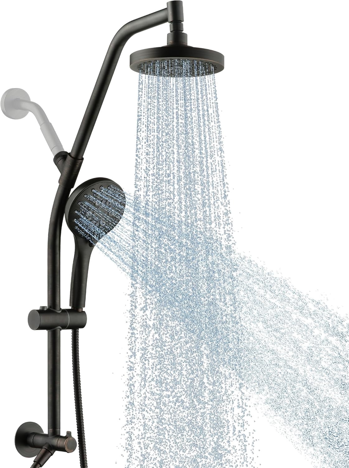 BRIGHT SHOWERS Rain Shower Head Combo with High Pressure Handheld ...