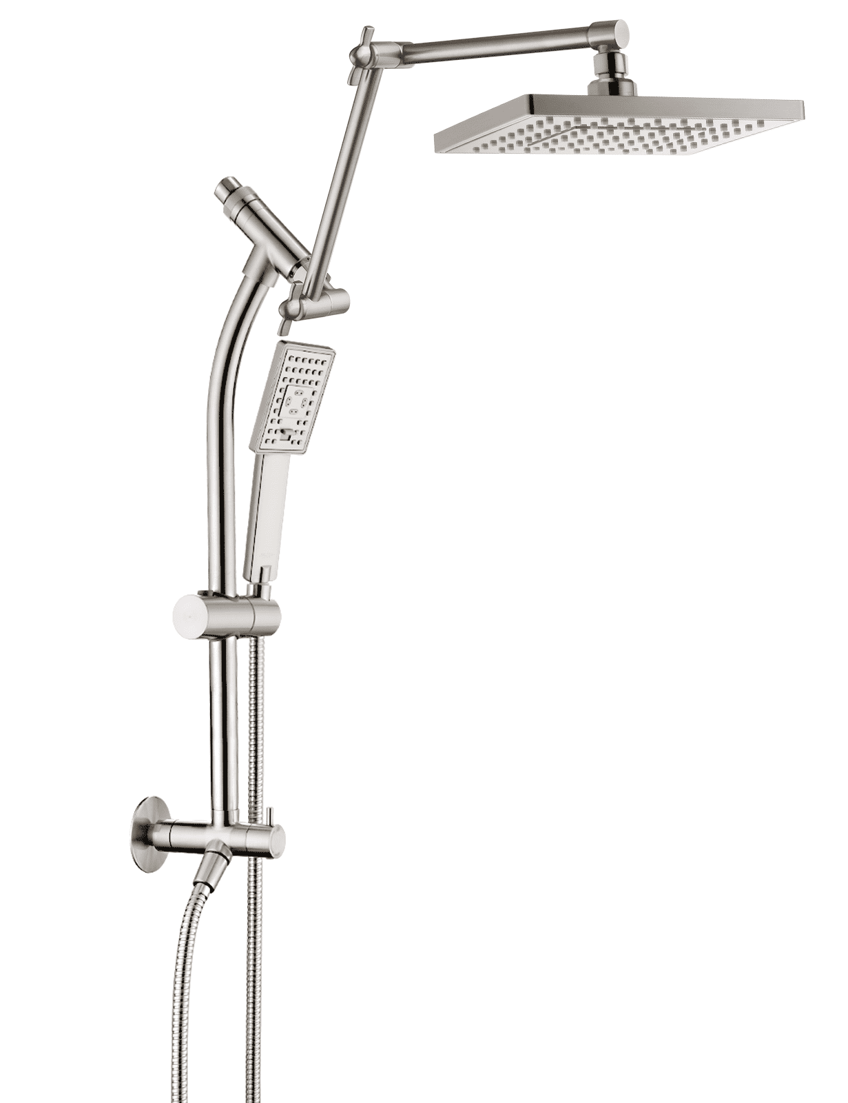 Brushed Nickel Adjustable Height Rain Shower System with Brass Components