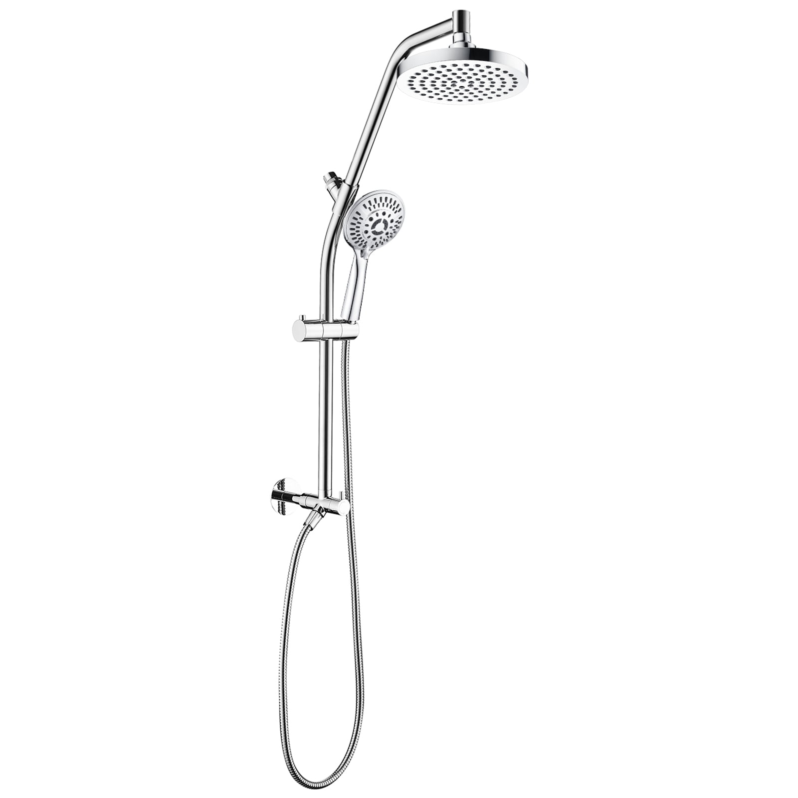Chrome Adjustable Height Rain Shower Head System with Handheld