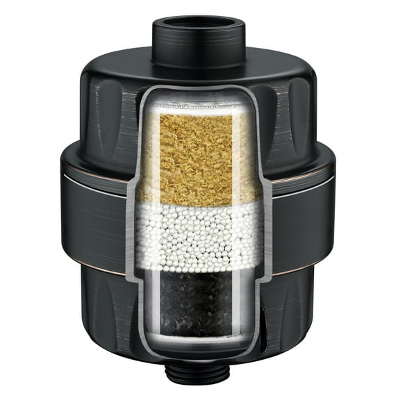 BRIGHT SHOWERS Shower Head Filter for Hard Water Universal Multi-Stage Shower Water Filter and Softener Removes Chlorine, Fluoride, Sediment and Heavy Metals, Oil-Rubbed Bronze Finishing C95