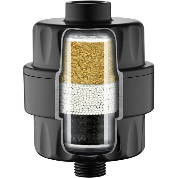 BRIGHT SHOWERS Shower Head Filter for Hard Water Universal Multi-Stage Shower Water Filter and Softener Removes Chlorine Black