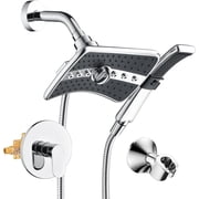 BRIGHT SHOWERS Shower Head System with Shower Valve Trim Kit, Rain Shower Head with Handheld Combo, Chrome