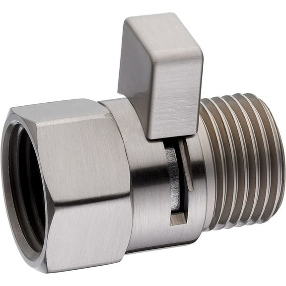 BRIGHT SHOWERS Water Flow Control Valve, Brass Shower Valve with Handle Lever, Flow Regulator Water-Saver Volume, Brushed Nickel