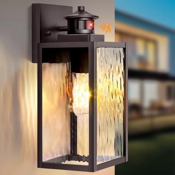 BRIGHTEVER 13.6" Motion Sensor Outdoor Wall Sconce Lantern, 2 Modes, B05082PG