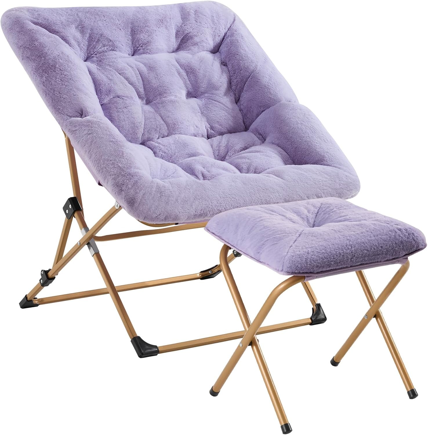 BRIGHTFAR Comfy Chair for Adults, Soft Faux Fur Folding Lounge for ...