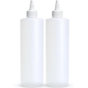 BRIGHTFROM Condiment Squeeze Bottles, 16 OZ Empty Squirt Bottle with Twist Top Cap, Leak Proof - Great for Ketchup, Mustard, Syrup, Sauces, Dressing, Oil, Arts and Crafts, BPA FREE Plastic - 2 PACK