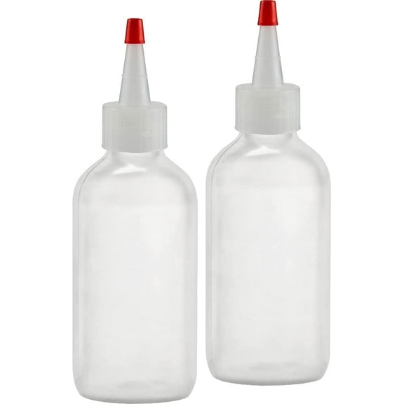BRIGHTFROM Condiment Squeeze Bottles - 4 OZ Squirt Empty Bottles, Red Top Cap, Leak Proof - Great for Ketchup, Mustard, Syrup, Sauces, Dressing, Oil, Arts and Crafts, BPA-FREE Plastic - Pack of 2