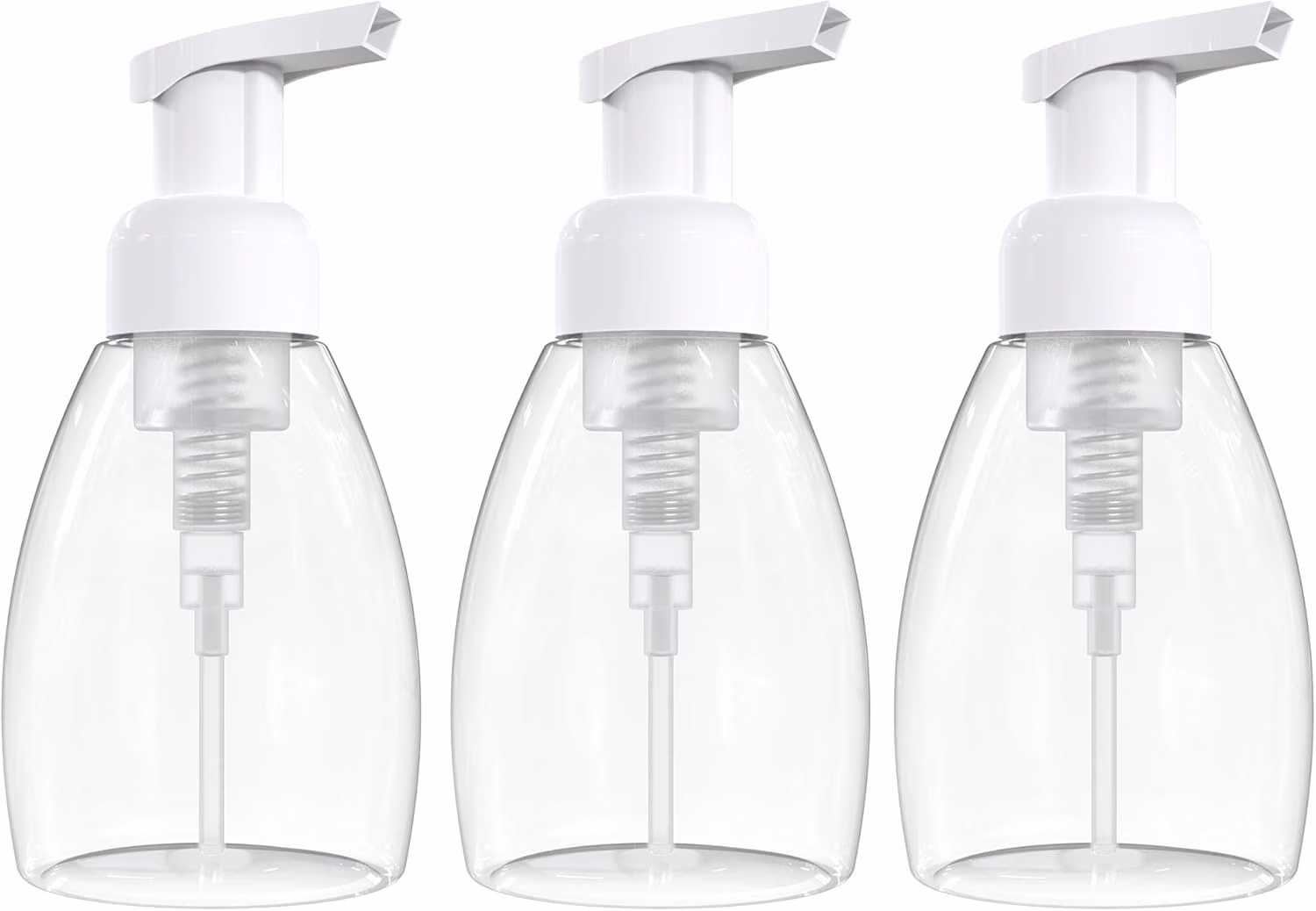 BRIGHTFROM Foaming Soap Dispenser Pump Bottles, BPA Free Empty Refillable Plastic Container for Liquid Soap - Kitchen, Bathroom, Commercial - 8oz (250ml) Pack of 3, Clear