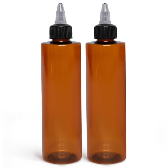 BRIGHTFROM Twist Top Applicator Bottles, 8 OZ Cylinder Empty Squeeze Bottles, Bl