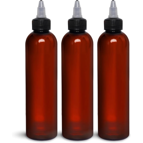BRIGHTFROM Twist Top Applicator Bottles 8 OZ, Squeeze Empty Plastic Bottles, Bla