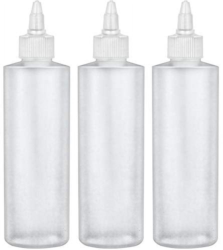 BRIGHTFROM Twist Top Applicator Bottles, Squeeze 8 OZ, Empty Hair Coloring Plastic Bottles, Refillable, Leak Proof - Open/Close Nozzle - Multi Purpose (Pack of 3)