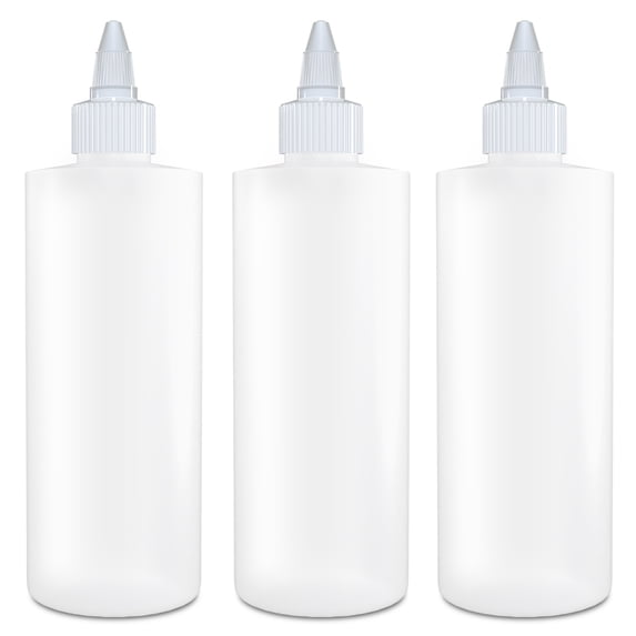BRIGHTFROM Twist Top Applicator Bottles, Squeeze 8 OZ, Empty Hair Coloring Plastic Bottles, Refillable, Leak Proof - Open/Close Nozzle - Multi Purpose (Pack of 3)