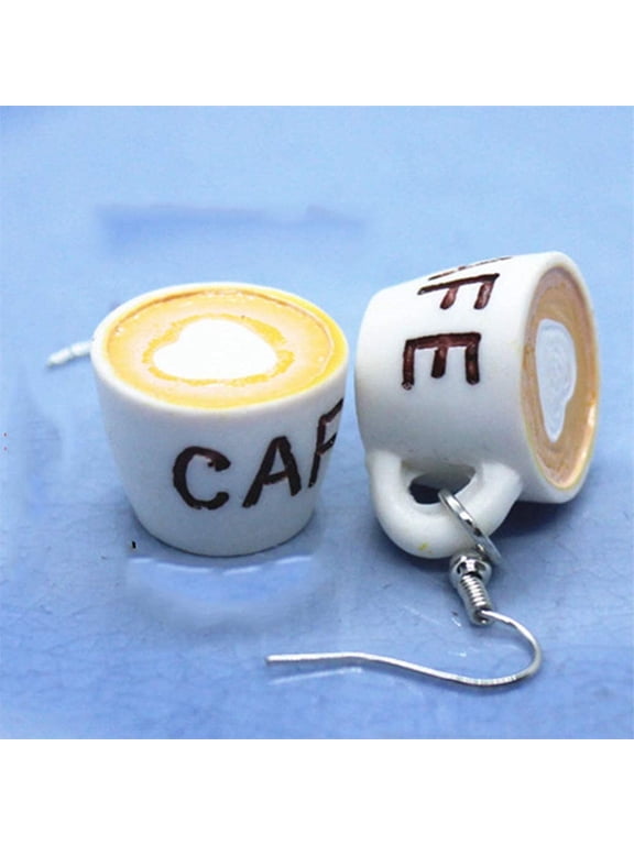 1 Pair Dangling Earrings for Women Acrylic Mini Coffee Cup Shape for Anniversary