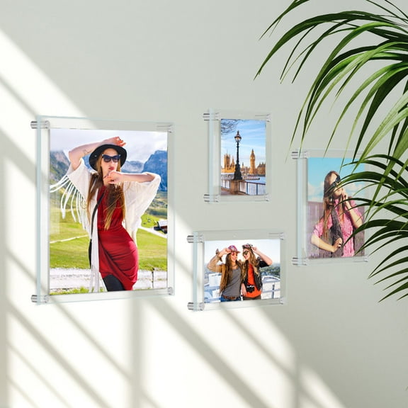 BRIGHTFUFU Clear Acrylic Square Picture Wall Frames Set for Homeowners and Photo Display, 1 Set