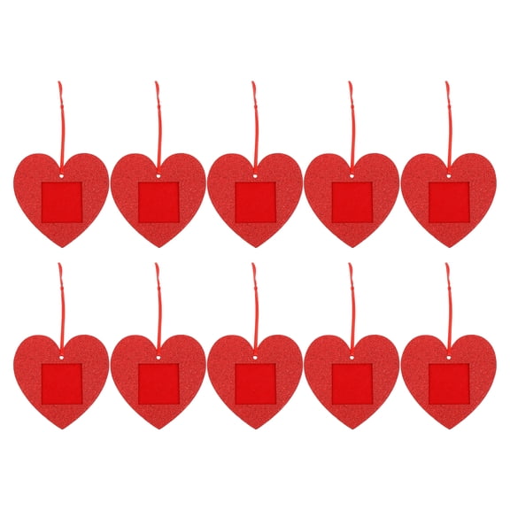BRIGHTFUFU 10pcs Heart Glitter Photo Frames Mini Valentine's Day Felt Hanging Picture Frame Glitter