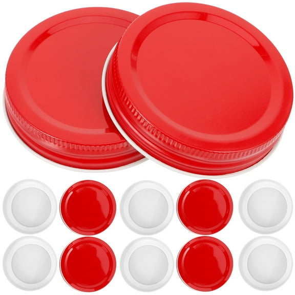 BRIGHTFUFU 12Pcs Airtight Red Tinplate Mason Jar Lids Circular for Canning Jars and Kitchen Use