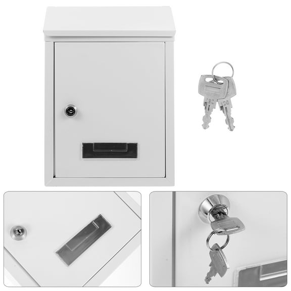 BRIGHTFUFU 1Pack White Iron Mailbox with Lock for Outdoor Use 11.8x8.3x2.4in