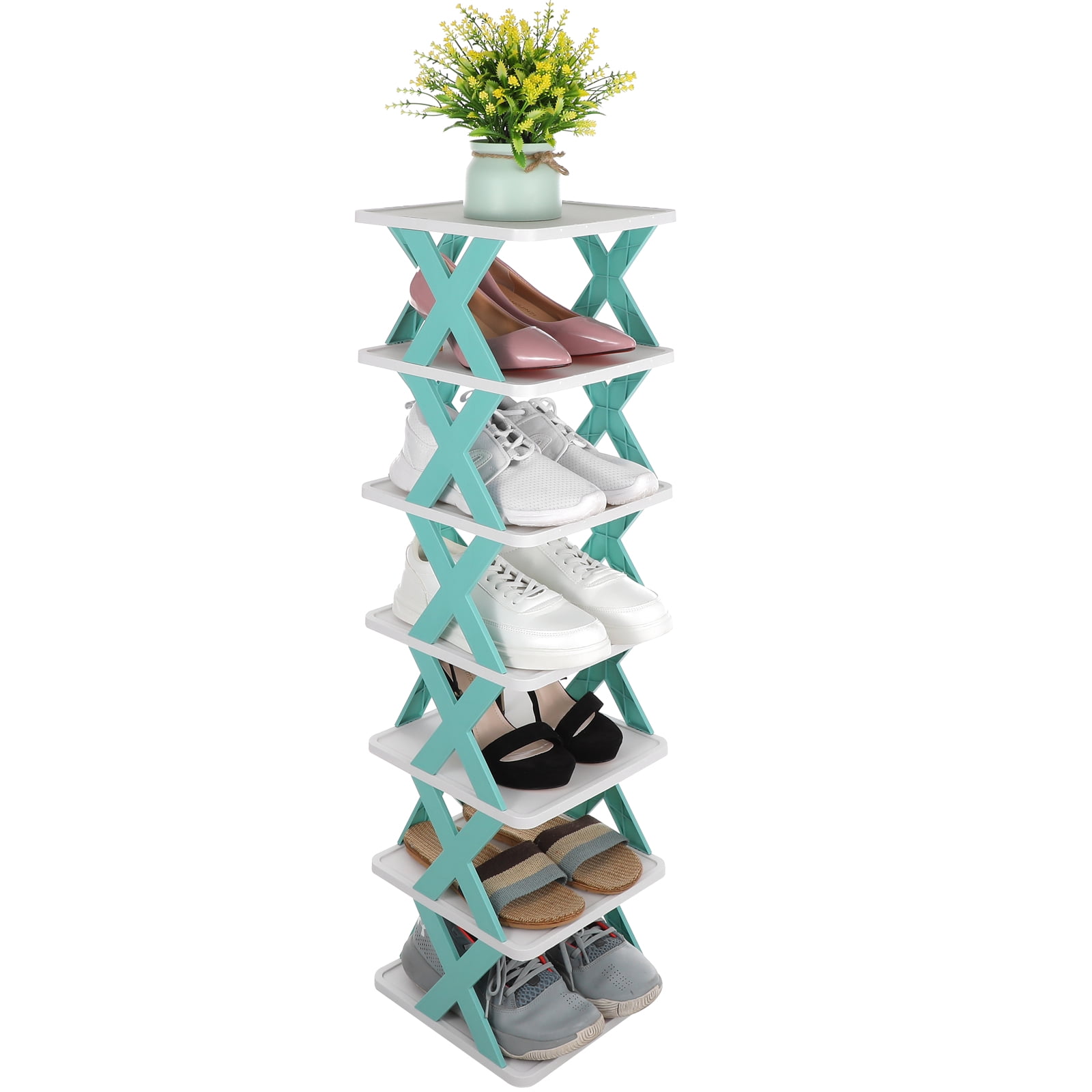 BRIGHTFUFU 1Pack X-Shaped Sky-Blue Pp Shoe Rack for Wardrobe and ...
