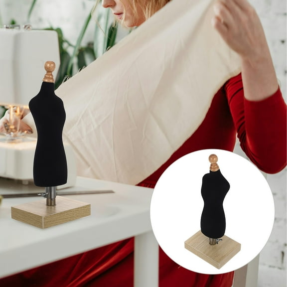 BRIGHTFUFU 1Pcs Doll Dress Cloth Stand Figure Stand Black Cotton For Sewing Enthusiasts