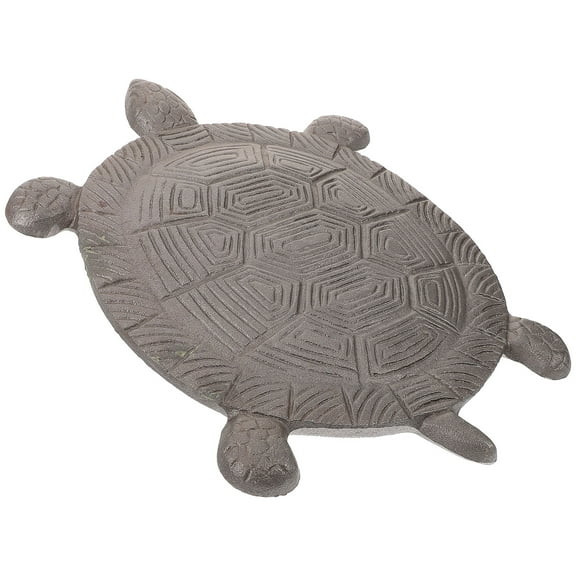 BRIGHTFUFU 1Pcs Garden Iron Paver Stone Walkway Stepping Stone Decorative Tortoise Shape Coffee 34.0x26.0x0.8in
