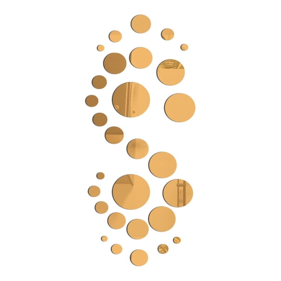 BRIGHTFUFU 29Pcs Gold Acrylic Round Circle Mirror Diy Wall Stickers Gold Mirror For Hotel
