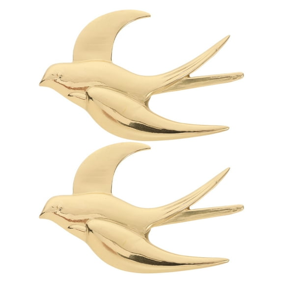 BRIGHTFUFU 2Pcs Flying Birds Modern Metal Wall Art Decor Brass Vintage Swallow Figurine Hanging Ornament Handmade Garden Wall Decor