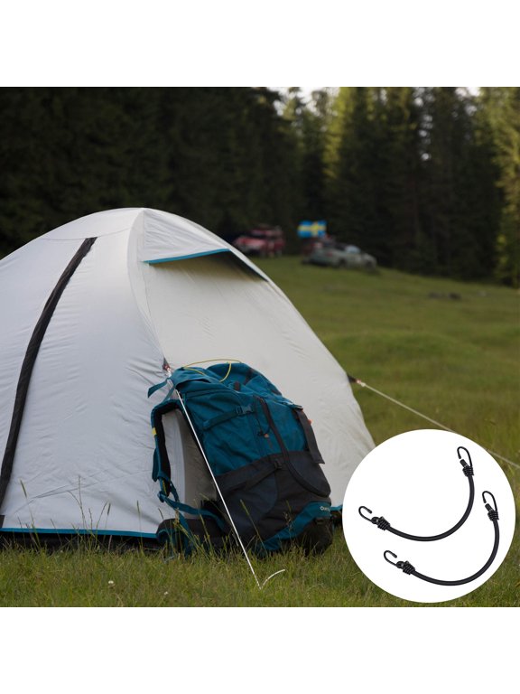 Tent Fixing Belts with Hooks, Black Polyester, Multi-Functional Binding, 2Pcs