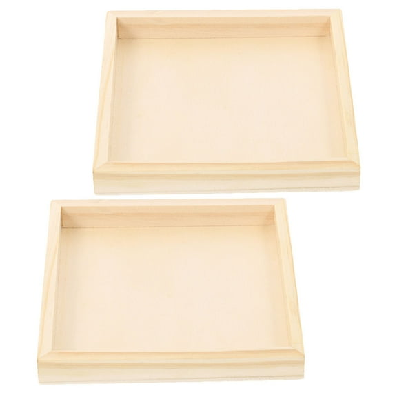 BRIGHTFUFU 2Pcs Stackable Puzzle Sorting Trays Square Wood Design for Building Blocks Playtime
