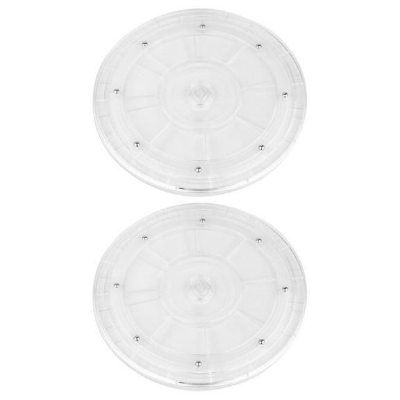 BRIGHTFUFU 2Pcs Swivel Plate 360 Degree Rotation Acrylic Clear for Kitchen Storage and Organization